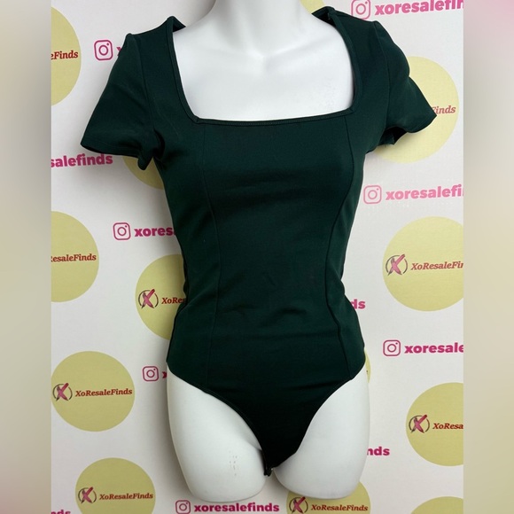 popular 21 Tops - Green Square Neck Bodysuit